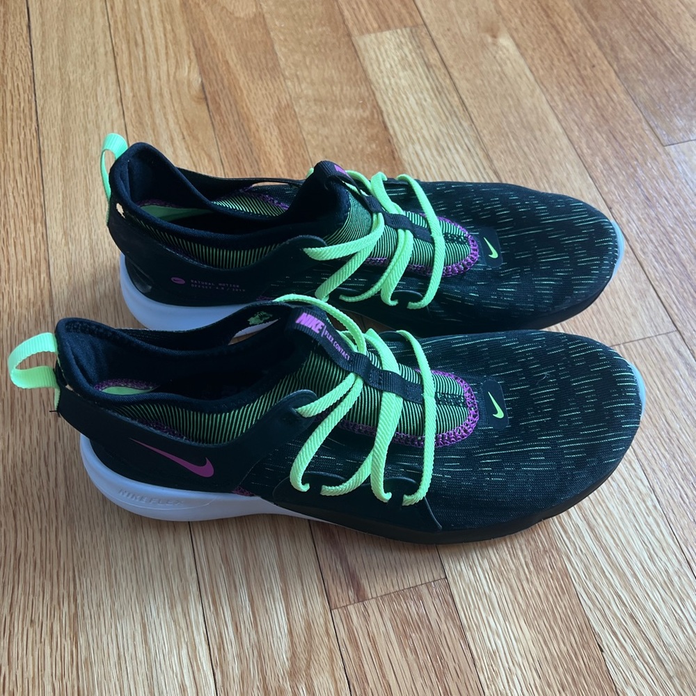 New Nike Flex Contact 3 Running Casual Shoes Unisex Size M8/ W9.5 Black/Violet